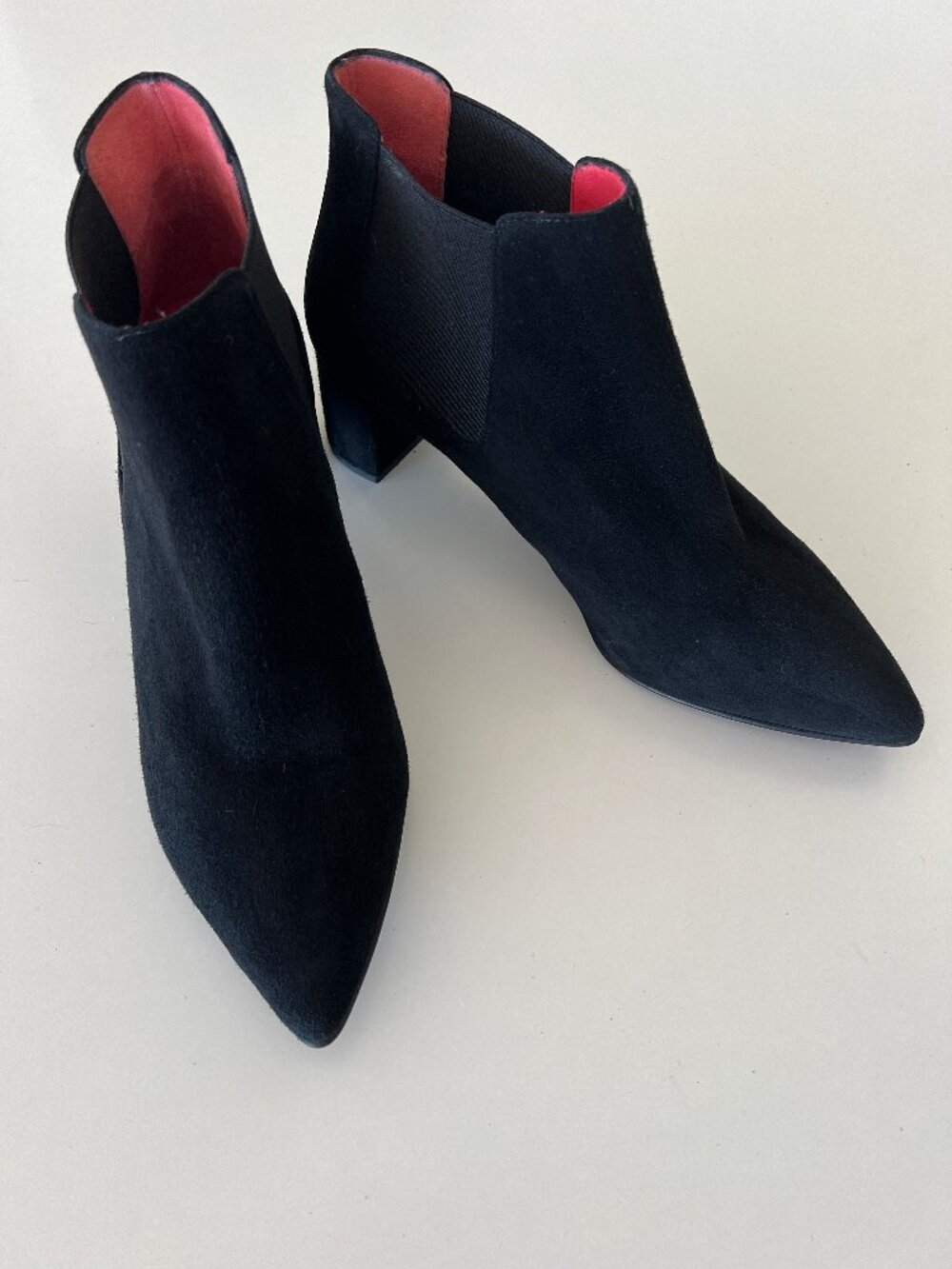 Pas de Rouge Black Suede Chelsea Ankle Boots 39 Made in Italy